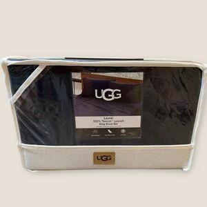 NEW Ugg Laurel 100% Tencel Lyocell King Sheet Set Navy Blue Ocean Solid Color
